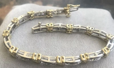 Pulsera Tenis Diamantes Oro Amarillo y Blanco 10 Kt 2 Tonos Foto 1 de 4