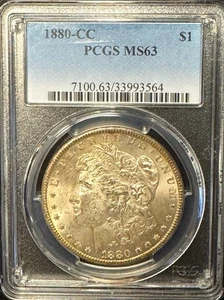 1880-CC Morgan Silver Dollar PCGS MS63 Beautiful Coin! Free Shipping - Picture 1 of 3