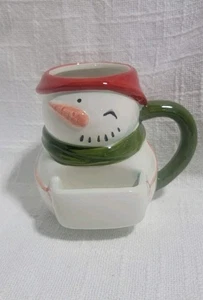 Figural 3D Snowman Mug Tea Bag Holder Coffee Hot Chocolate Winter Christmas 5" - Picture 1 of 7