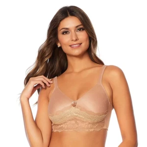 Rhonda Shear Molded Cup Bra with Lace Trim, Nude, 2X - Picture 1 of 2