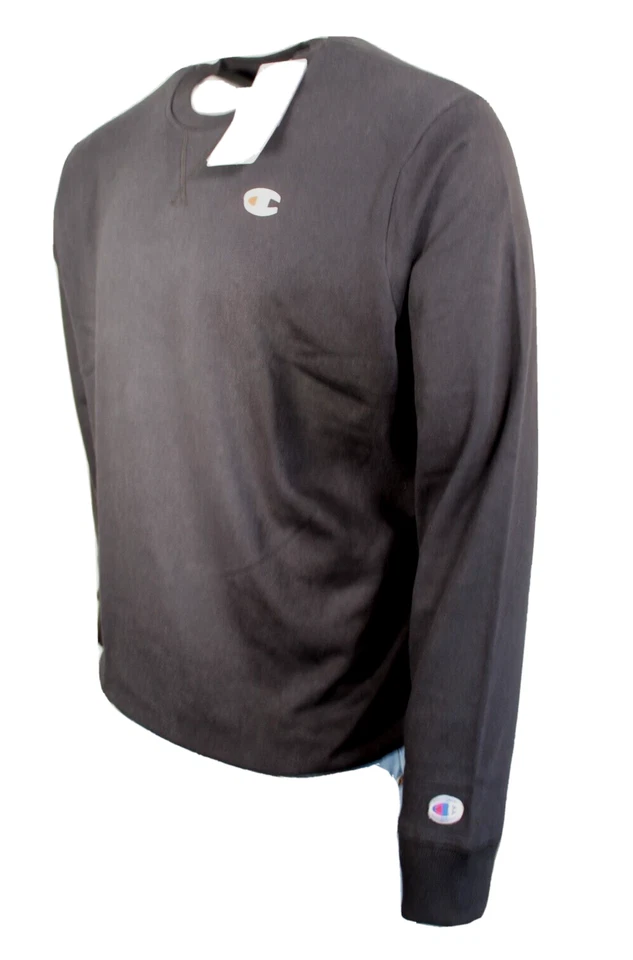 CHAMPION Size Large Black with Logo Cotton Blend Jersey Men's Sweatshirt
