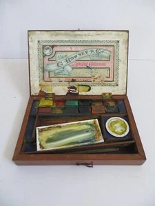 Antique G ROWNEY & CO. Artists Colormen Artist's Wooden Paint Box - Picture 1 of 9