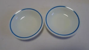 Pyrex 706 Geschirr türkis gestreift 4-5/8" Dessert/Beerenschüssel 2er Set - Bild 1 von 8