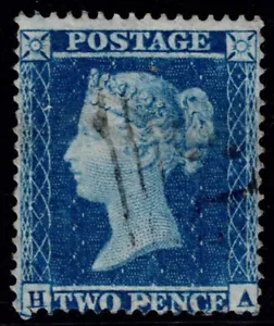1855 2d blau SG20a Pl 5 HA Lichtstempel klares Profil sehr schön Kat. 350,00 £ - Bild 1 von 1