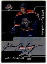 2001-02 Be a Player Signature Series John Jakopin Auto #16 Florida Panthers