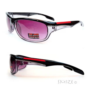 Gafas de sol negras rojas diseño deportivo marco cuadrado de plástico UV400 unisex - Imagen 1 de 5