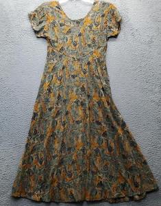 VTG Jazy Maxi Dress Womens Petite Small Multi Geometric Shoulder Pads USA Made - Picture 1 of 9