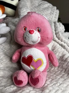 Care Bear 9 Zoll Plüsch LOVE A LOT BEAR Double Hearts 2002 rosa - Bild 1 von 6