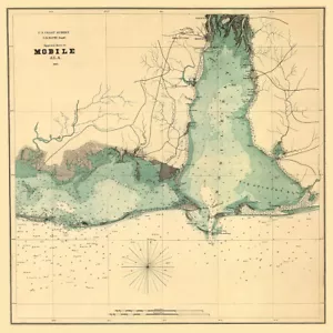 1864 Karte von Mobile Bay Alabama - Bild 1 von 4