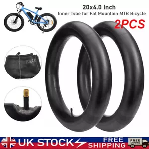 2Pcs 20 x 4.0 Inch Inner Tube for Fat Mountain MTB Bicycle Bike / Car Tyre Valve - Picture 1 of 10