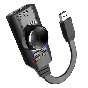 Black USB External Sound Card Virtual 7.1 Channel Adapter Plug For PC Laptop PS5 - Picture 1 of 11