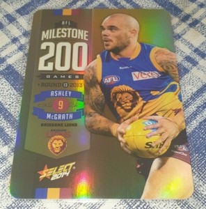 2014 Select Milestone 200 Games Insert Card Ashley McGrath - Brisbane Lions