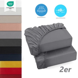 2er Spannbettlaken 100% Baumwolle Jersey Spannbetttuch Betttuch Wasserbett Laken - Bild 1 von 23