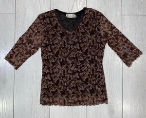 VERSACE Women's Vintage Rare Designer Y2K Floral Mesh Elastic Blouse Top Size XS - Picture 1 of 10