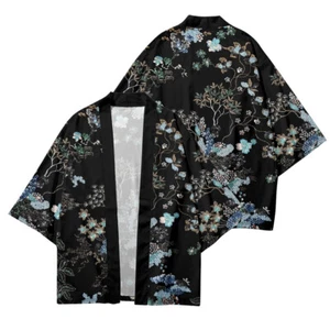 Women Open Front Japanese Kimono Loose Cardigan Floral Yukata Top - Picture 1 of 5
