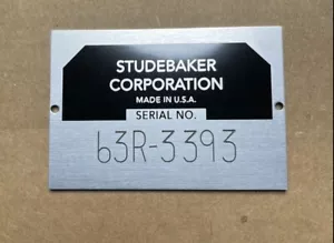 ETIQUETA DE IDENTIFICACIÓN DE PLACA DE DATOS MODELO STUDEBAKER CORPORATION AVANT MODELO DE SERIE - Imagen 1 de 1