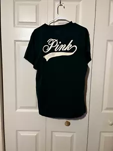 Victoria's Secret PINK Limited Edition Deep Forest Green Campus Cotten Tee ~ XS! - Picture 1 of 6