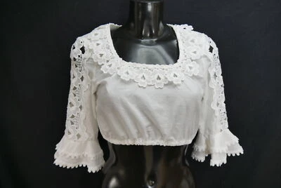 Gr.38 Dirndlbluse weiß Bluse für Dirndl Diolen Baumwollmischung Spitze B11682 - Bild 1 von 4