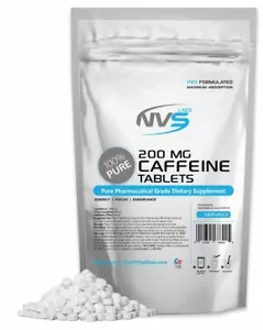 CAFFEINE PILLS / TABLETS BY NVS Labs 200mg STRENGTH FOCUS ENERGY ALL SIZES USA - Picture 1 of 2