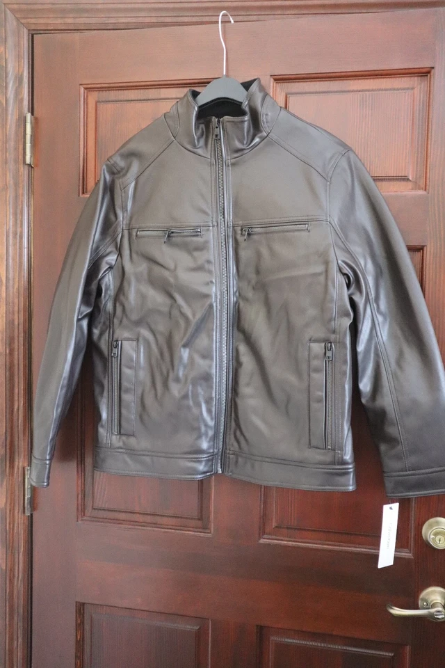 Calvin Klein Men's Faux Leather Moto Jacket Heritage Brown Size Large - Image 1 of 4