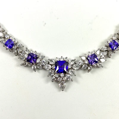 Ожерелье женское сочлененный танзанит цвет кубический цирконий ювелирные изделия копия - Изображение 1 из 4