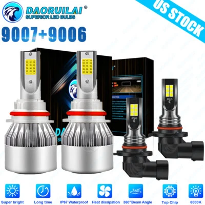 For Ford Ranger 2001-2011 -4X 6000K LED Headlight High Low Beam + Fog Light Bulb - Image 1 of 4