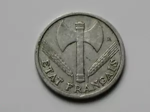 France 1943 1 FRANC (WWII German-Occupied) French Aluminum Coin - Picture 1 of 2