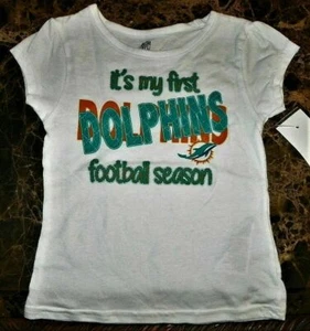 "NEW" Miami Dolphins ~ FOIL Logo SHIRT JERSEY ~ NFL Girl's Sz 2T 2 GLITTER - Picture 1 of 2