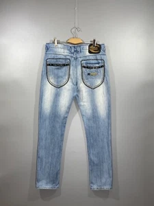 JUST CAVALLI Herren Y2K VINTAGE Blau Baumwolle Logo Skull Italian Denim Jeans W36 L34 - Bild 1 von 24