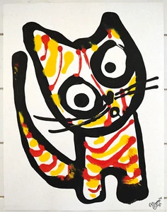 Original Orange Tabby Cat Watercolor Artwork Gina Marie Studio 2015 8 x11 Signed - Picture 1 of 2