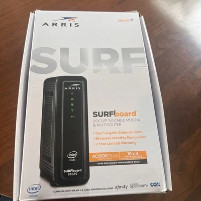 ARRIS Surfboard SBG10 DOCSIS 3.0 Cable Modem Plus AC1600 Wi-Fi Router Open Box - Image 1 of 4
