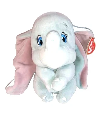 Vintage Ty Disney Dumbo Elephant Plush Stuffed Animal Toy Pink Ears 2002 Blue - Image 1 of 4