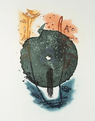 G. DESCH (*1943), Abstrakte Komposition mit grünem Rad,  1991, Farbrad. - Bild 1 von 4