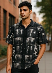 Social Collision Skulls & Lightning Button Up Hemd Herren XL Kurzarm Neu  - Bild 1 von 8
