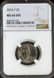 2024 P Jefferson Nickel NGC MS66 FS KM# 381 Calidad - Imagen 1 de 2