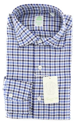 Finamore Napoli Blue Plaid Shirt - Extra Slim - 15.75/40 - (2018022716) - Image 1 of 4