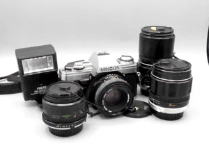 Minolta X-370 SLR Camera with 3 Extra Lenses, Flash - Picture 1 of 12