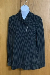 WOMEN'S  SIZE S "CROFT & BARROW" BLACK & GRAY LONG SLEEVE KNIT PULLOVER BLOUSE - Bild 1 von 6