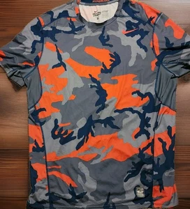 NIKE Pro Combat Hypercool Fitted Men’s Size XL Camo Blue Short Sleeve Dri Fit - Picture 1 of 7