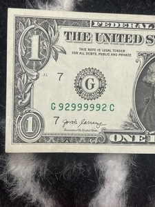 $1 2017A Binary Radar 6 Of A Kind 9’s Fancy  Serial Number   92999992 - Bild 1 von 4