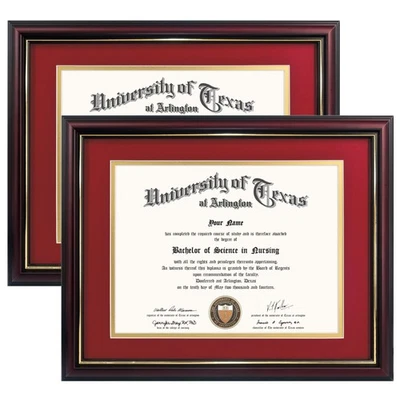 Marco de Diploma 8.5x11 con Alfombrilla Roja sobre Dorada o Expositor Certificado 11x14 con... Foto 1 de 4