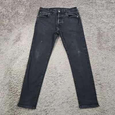 G-STAR Jeans Mens 31 Black Skinny Slim Fit Dark Distressed Stretch Denim 3301 - Image 1 of 4