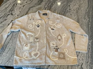 Erika Embroidered Embellished Christmas Cardigan Sweater Plus 2X - Picture 1 of 8