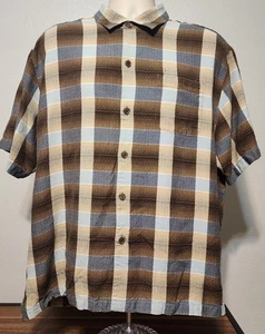 Tommy Bahama Hemd mit Knopfleiste kariert Größe XL 100% Seide Kurzarm - Bild 1 von 6