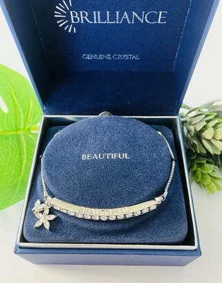 BRILLIANCE Charm Bracelet " BEAUTIFUL" with Crystals from SWAROVSKI New In Box - Image 1 of 4