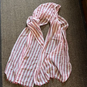 Leichter Sommer Schal Tuch rot weiß gestreift * Neu Baumwolle - Bild 1 von 4