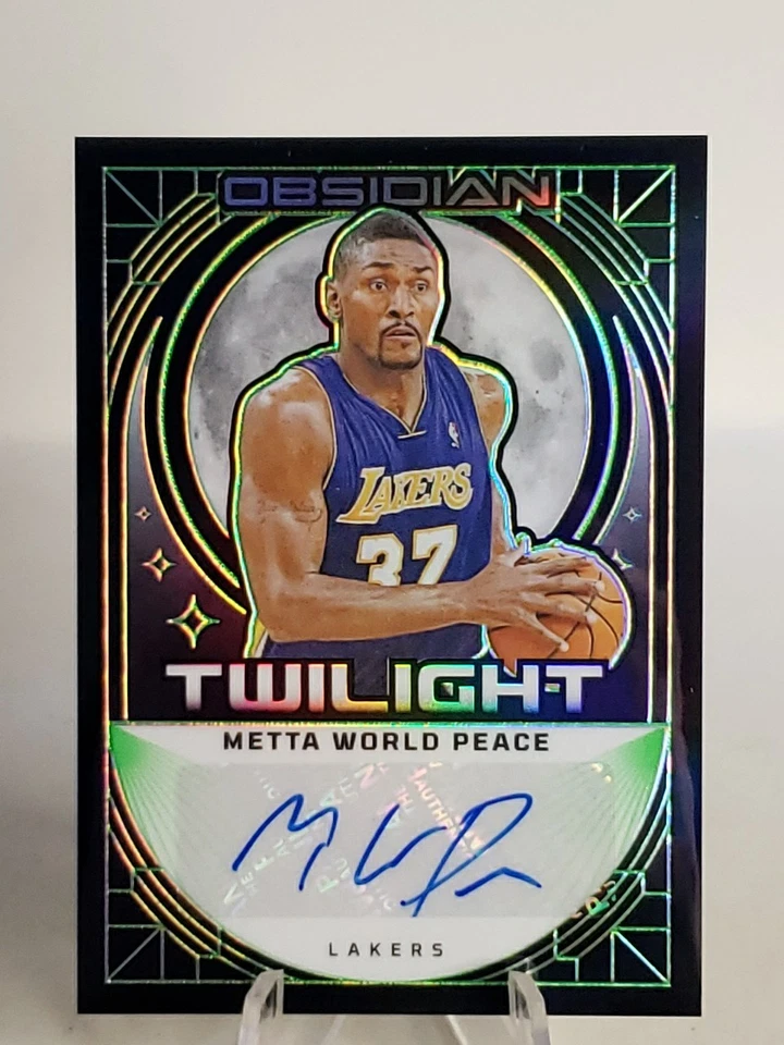 METTA WORLD PEACE 2023-24 Panini Obsidian Twilight Green /25 SSP Lakers - Image 1 of 4