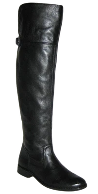 Botas femininas Frye SHIRLEY couro granulado acima do joelho 7 pretas MSRP$498 NOVAS - Imagem 1 de 4