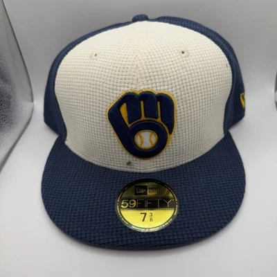 Nueva gorra de béisbol New Era 59FIFTY Milwaukee Brewers térmica frontal ajustada 7 3/8 Foto 1 de 4