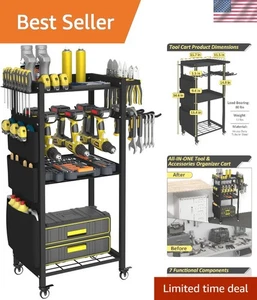 4-stufiger rollender Elektrowerkzeug Organizer Wagen für effiziente Garage Lagerung - Bild 1 von 9